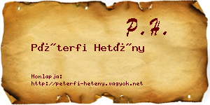 Péterfi Hetény névjegykártya